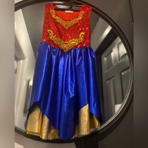 Trish Scully girls Wonder Woman costume dress with crown